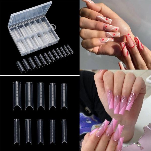 

false nails 120pcs/box c curve practise nail molds poly extension gel dual system form acrylic finger tips, Red;gold