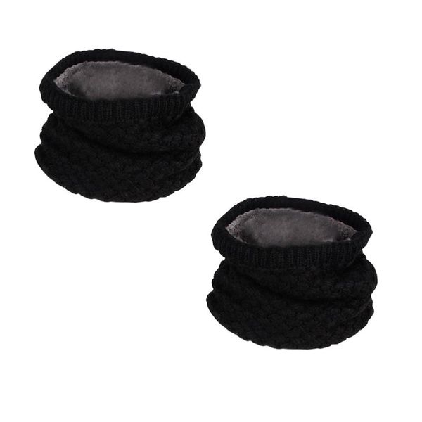 

2pcs black winter neckerchief warm knit neck circle cycling caps & masks