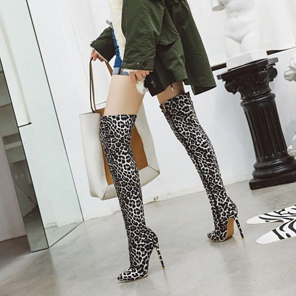 

boots aw2021 pointed thin heel fashion versatile side zipper thigh high -8-21, Black