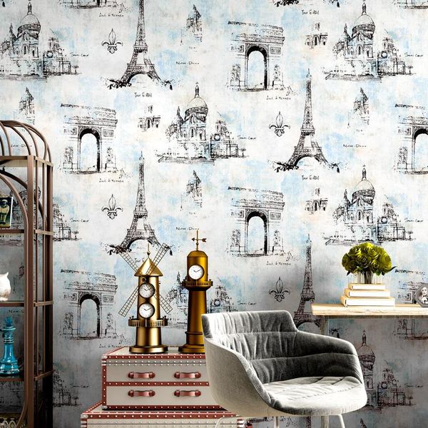 

wallpapers papers american tower wall vintage for living room coffee barber shop wallpaper roll restaurant clothing store el walls