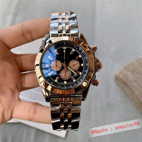 

multifunctional mens automatic mechanical watch quartz battery waterproof black technology stainless steel business trend menes highend, Slivery;brown