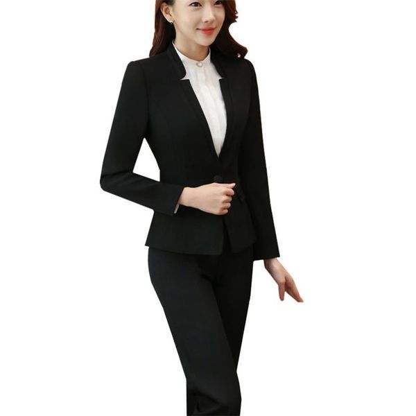 

women's suits & blazers women trouser suit office business pants blazer + 2 piece sets uniform-designed career formal for woman, White;black