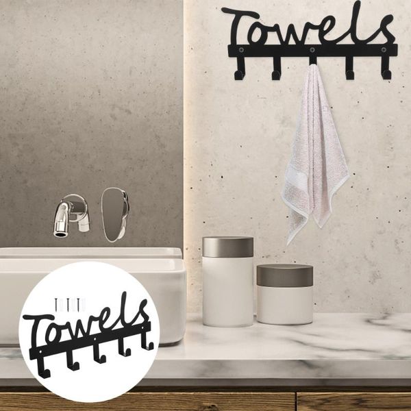

hooks & rails 1pc iron vintage wall hanger home decorative towel rack bathroom supply black