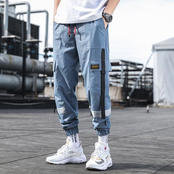 

mens pants summer ankle-length slacks for men fashion trendy cargo streetwear men's, Black