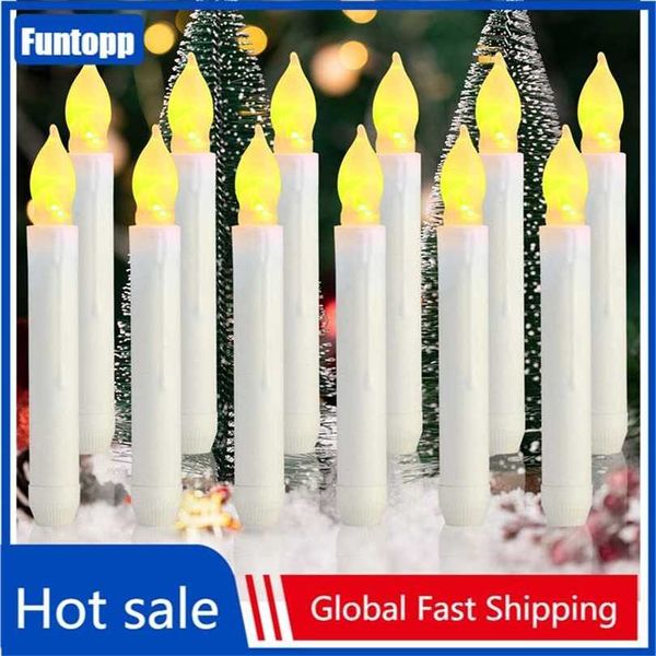 12pcs sans flamme LED bougie lumière lumineuse ampoule vacillante thé à piles décoration de mariage d'anniversaire de Noël 211222