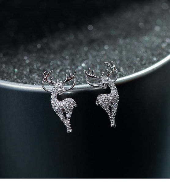 

fashion christmas elk crystal deer earrings chuangyi women's jewelry stud, Golden;silver