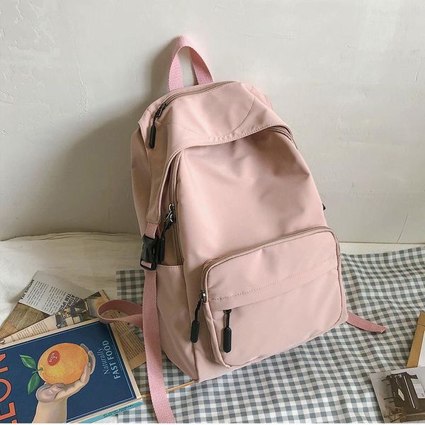 

school bags women backpack for teenage girls middle student bookbags large nylon solid campus schoolbag black college style