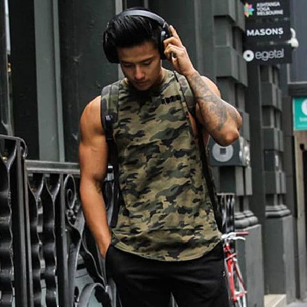 

men' tank military camouflage vest european american fitness fashion 2021 outdoor running training sleeveless sweatshirts, White;black