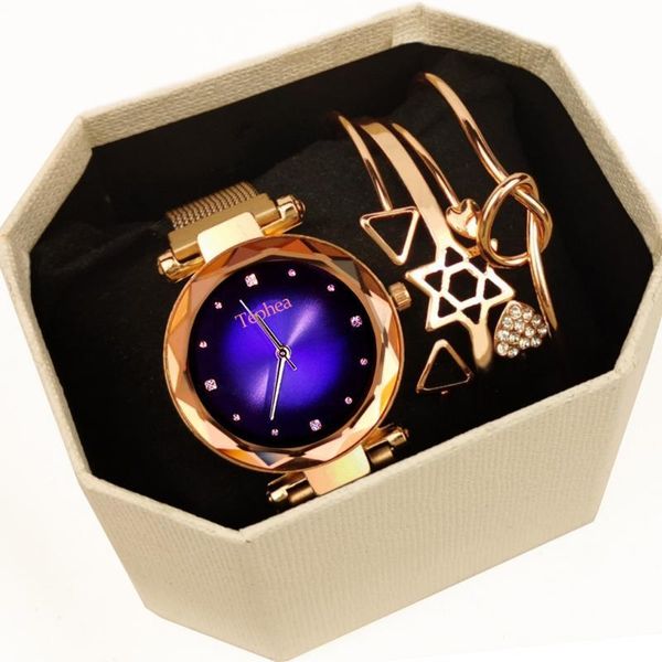

tephea watches set for women with bracelet fashion geometric bangle quartz clock ladies wrist watch zegarek damski wristwatches, Slivery;brown