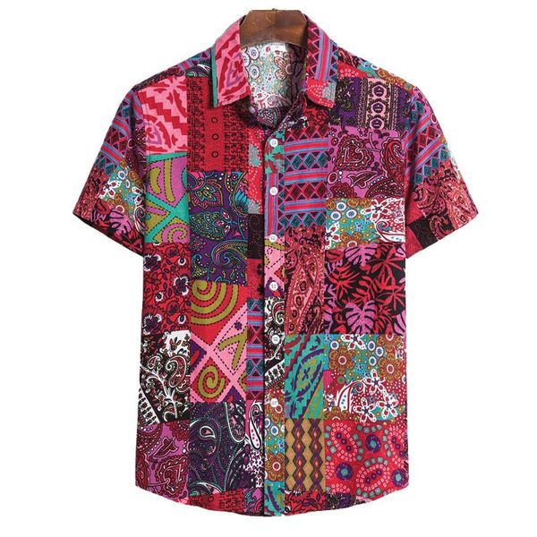 

beach shirt print trun-down collar short sleeve casual shirts streetwear fashion men's clothing summer male, White;black