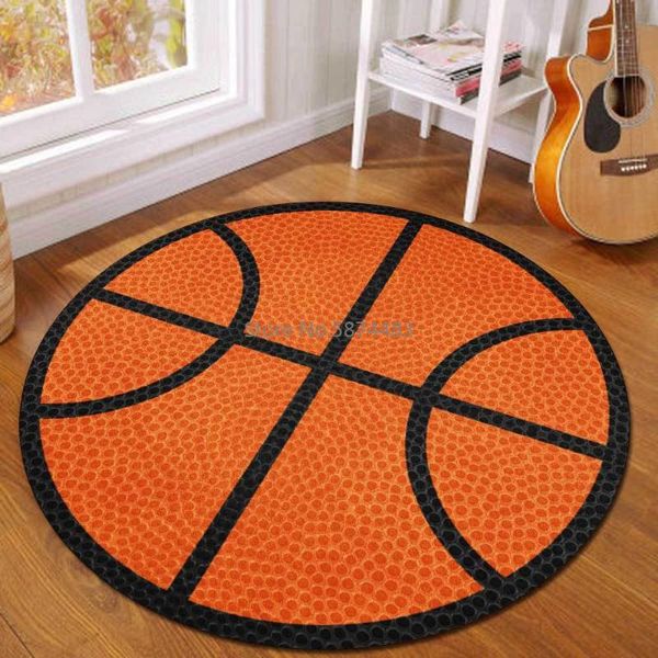 

black and white simple cartoon football basketball living room bedroom hanging basket chair round non-slip mat carpets