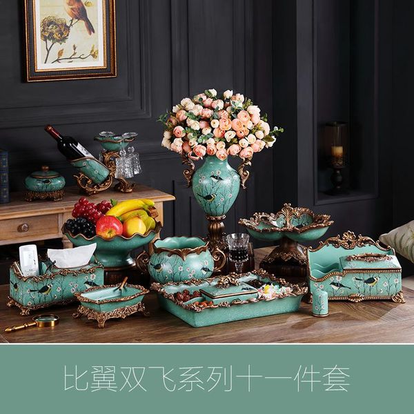 

vases european living room creative towel box multifunctional decoration american dried fruit plate table vase set