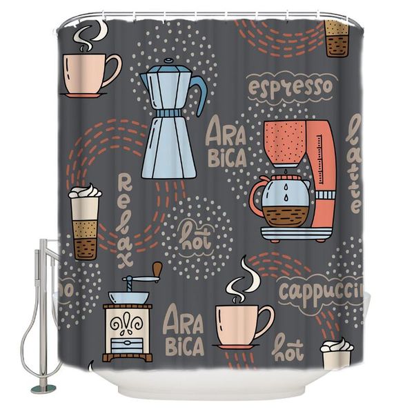 

shower curtains coffee drinks cup grinder curtain waterproof polyester bath