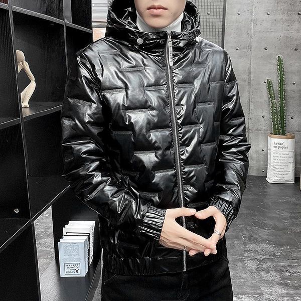 

Men's Down & Parkas Winter Jacket Men Fashion Stand Collar Parka Mens Solid Color Thick Jackets Coats Male Autumn Streetwear AC31, Black