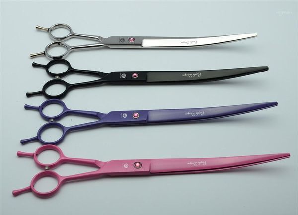 

wholesale- curve scissors 657# 9'' 24cm brand purple dragon hairdressing with bag 440c dogs cats pets cutting shears hair scissors