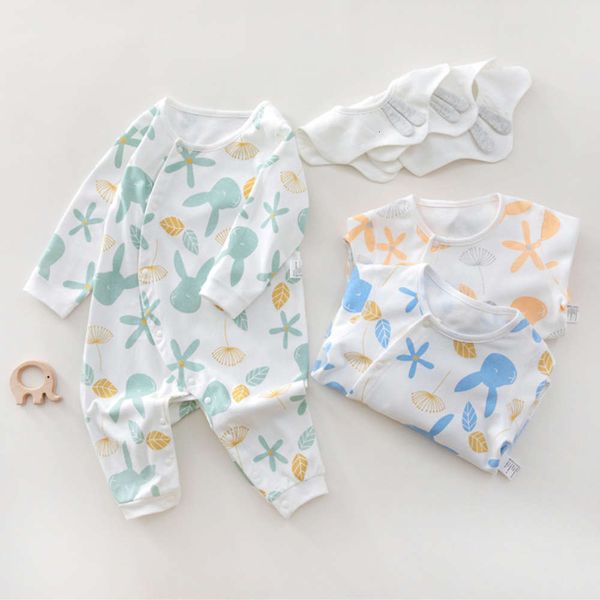 

baby bodysuit spring and autumn long sleeve pajamas for boys girls, White