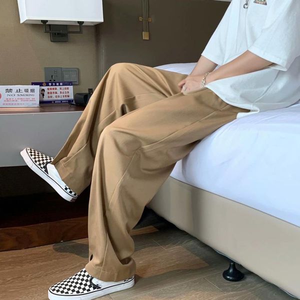 

men's pants summer thin casual fashion business society mens suit korean loose straight-leg dress men trousers m-2xl, Black