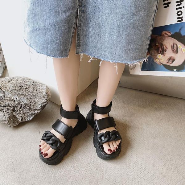 

dress shoes 2021 arrival summer women platform sandals thick bottom ankle strap high heels open toe black gothic