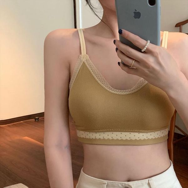

7 colors korean style womens tanks camisole lace patch bra female spring and summer sleeveless crop x1856, White