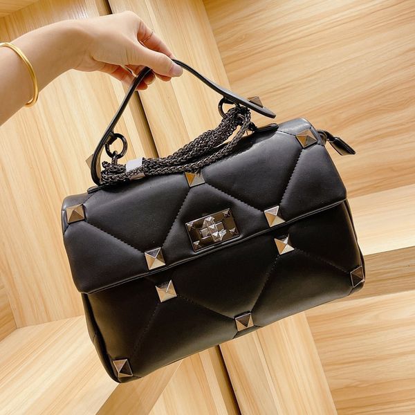 

outletchain crossbody bags women handbag purse fashion plain classic willow nails hasp hardware genuine leather wallets