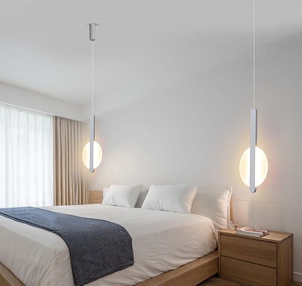 

led pendant lamp modern bedside balcony creative simple dumb white mablack dining room living bedroom light lamps