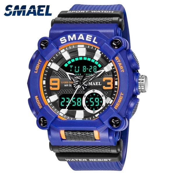 

wristwatches smael fashion men sports watches military 50m waterproof digital quartz watch male dual display date wristwatch, Slivery;brown