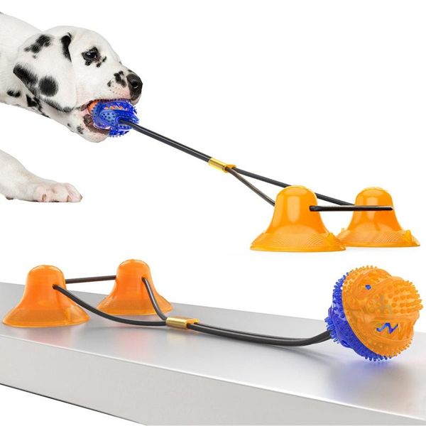 

dog toys & chews pet molar bite chewing rubber puppy leaking food chew ball cleaning teeth safe elasticity tpr suction cup toy