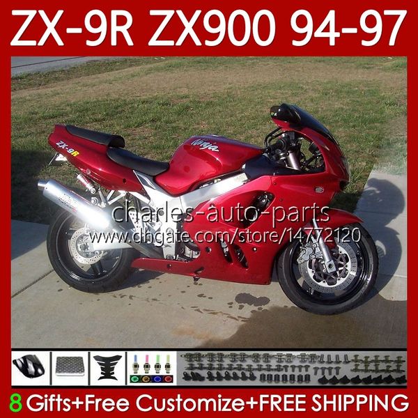 Kit de corpo de OEM para Kawasaki Ninja ZX900 ZX900 ZX 9R 9 R 900 CC Metallic Red 1994 1995 1997 Bodywork 100no.97 ZX9 R ZX900C 900CC ZX-900 94-97 ZX9R 94 95 96 97 Fairing Moto