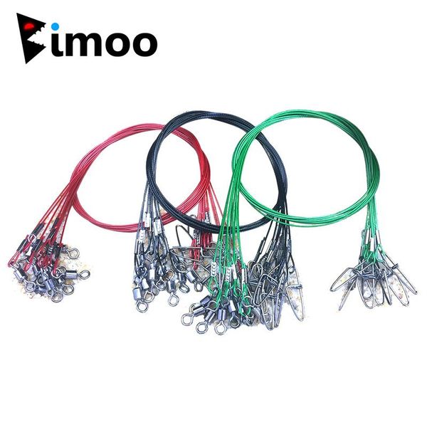 Bimoo 10PCS Dicker Draht 50CMX1mm 150LB Stahl Angeln Vorfach Spur Salzwasser Trolling Anti Biss Köder Jig Haken anschluss Haken