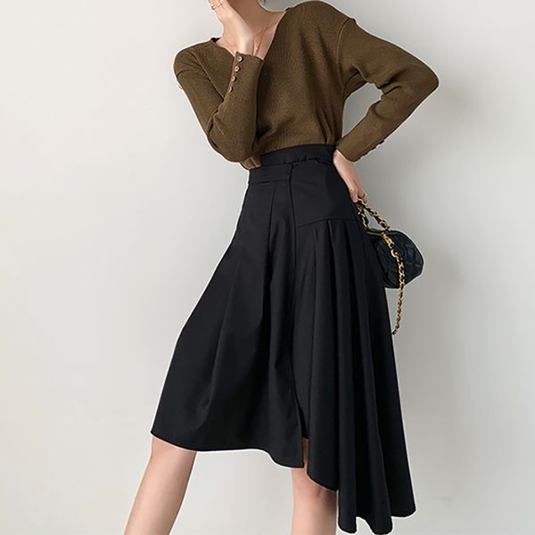 

skirts design women irregular fashion plaid streetwear summer high waist midi causal spring black korean ladies faldas pkh0