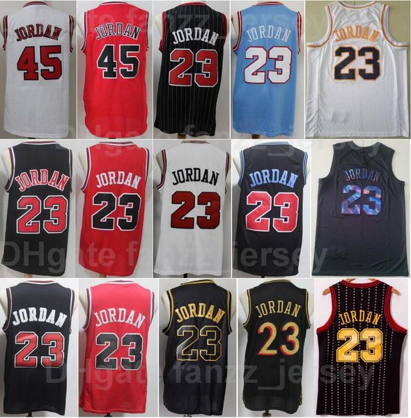 

men 23 basketball jersey michael for sport fans uniform team color red blue white black stripe pure cotton breathable embroidery and sewing, Black;red