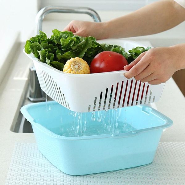 

hanging baskets drain basket home fruit storage box wash kitchen double basin plastic