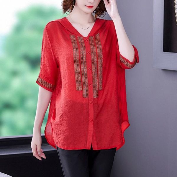 

ethnic clothing 2021 summer casual for women traditional chinese cotton cheongsam linen solid color qipao shirt female kk3664, Red