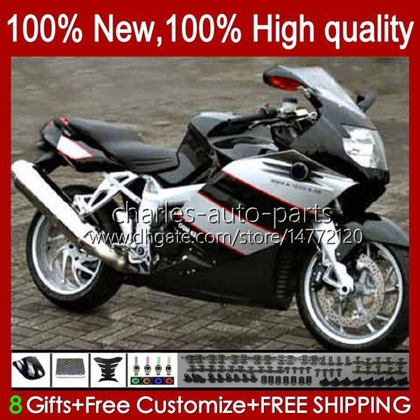 Обтекивания + крышка бака для BMW K1200 K 1200 S 1200S K1200S 05 06 S 1200S K1200S 05 06 07 08 09 10 C-1200S 28no.16 Black Sillver K-1200S 2005 2006 2007 200 200 200 200 2010 K1200-S 05-10 Мотоцикл Bodys