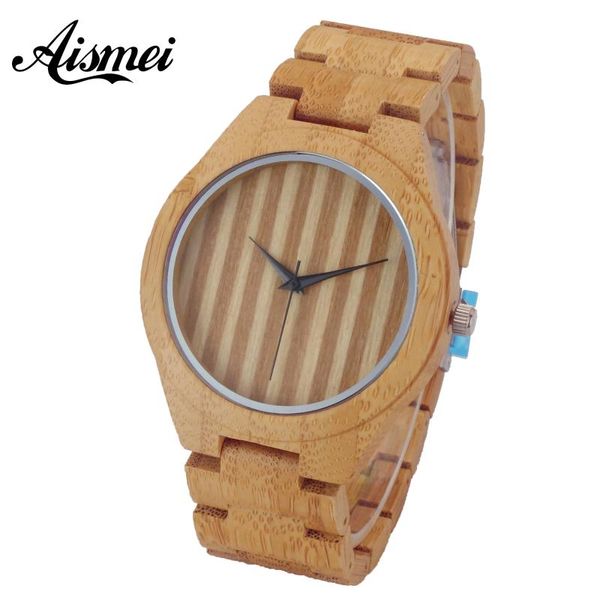 

wristwatches aismei wooden watch men women full bamboo quartz watches relogio masculino, Slivery;brown