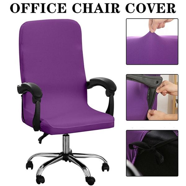 

soild color office chair cover spandex for study computer armchair slipcover elastic 1/2/4 pcs covers