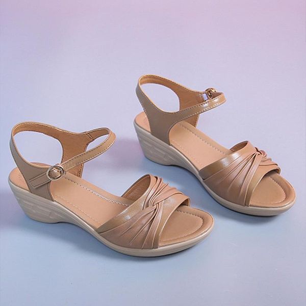 

summer shoes women wedge heels sandals casual woman high elegant soft wedges 5cm yx2380, Black