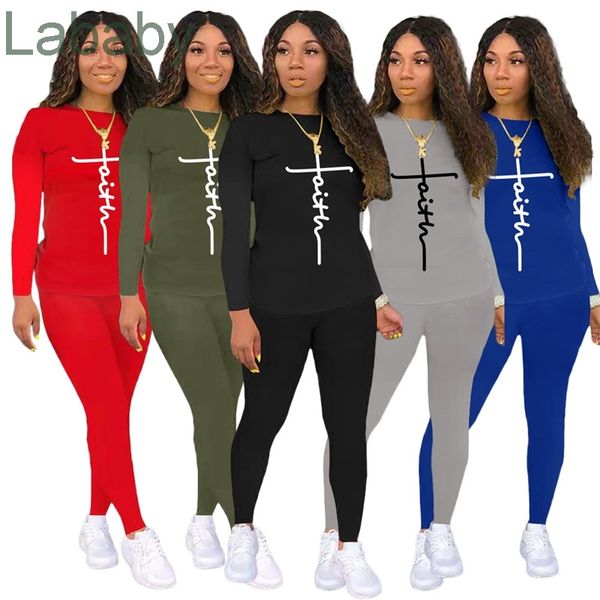 Kadınlar Mektup Baskılı Eşofman İki Adet Kıyafetler Tasarımcı Giysileri 2022 Uzun Kollu Kazak Pantolon Pocket Bayanlar Jogger Setleri ile