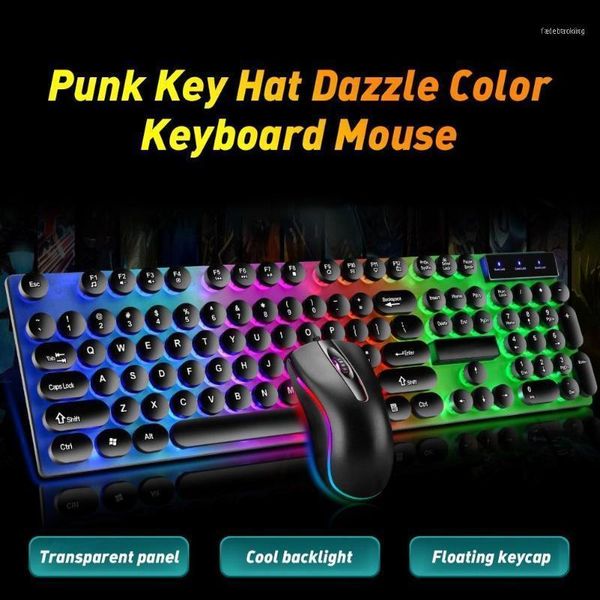 

keyboard 104pcs stylish wired led backlight mechanical mouse set for computers lap + abs11
