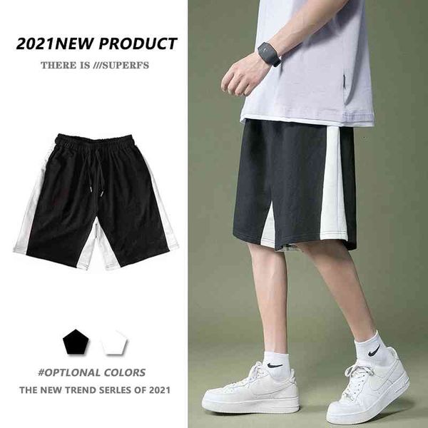 

men's shorts summer drawstring fashion black white casual men streetwear loose joggers mens track m-3xl qecw, White;black