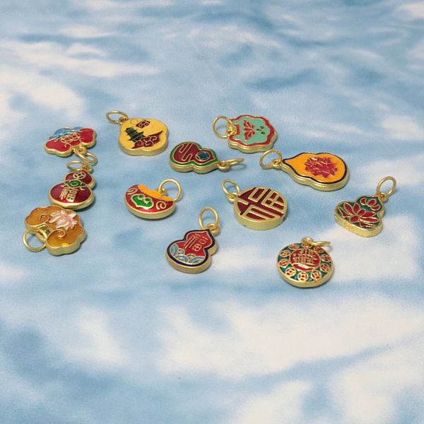 

12pcs design chinese culture charm enamel porcelain craft pendant unique ancient gold craftsmanship luxury charms jewelry, Bronze;silver