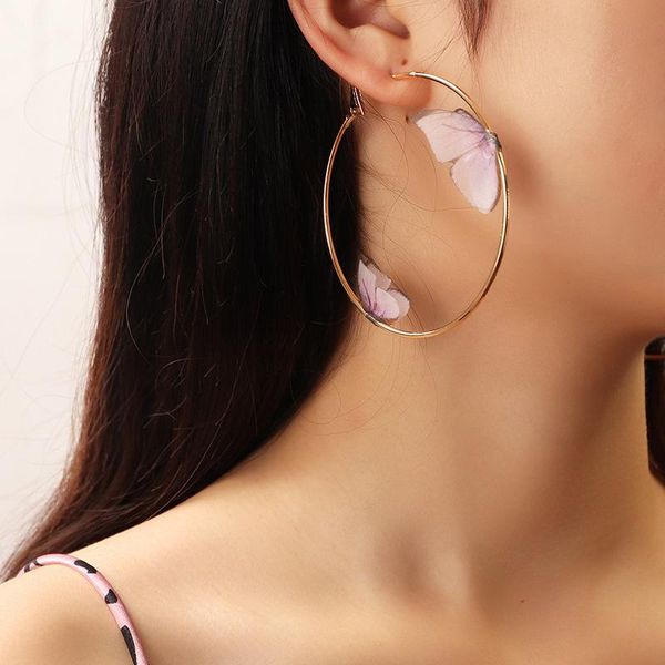 

hoop & huggie hollow butterfly earrings women korean exaggerated ear buckle jewelry gift exquisite workmanship wedding, Golden;silver