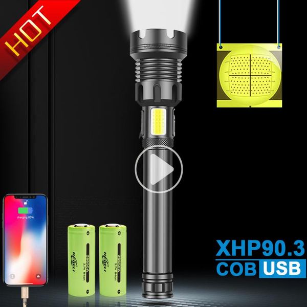 

xhp90.3 cob super powerful led torch usb rechargeable flashlights 18650 26650 battery xhp90 xhp70.2 lanterna torches