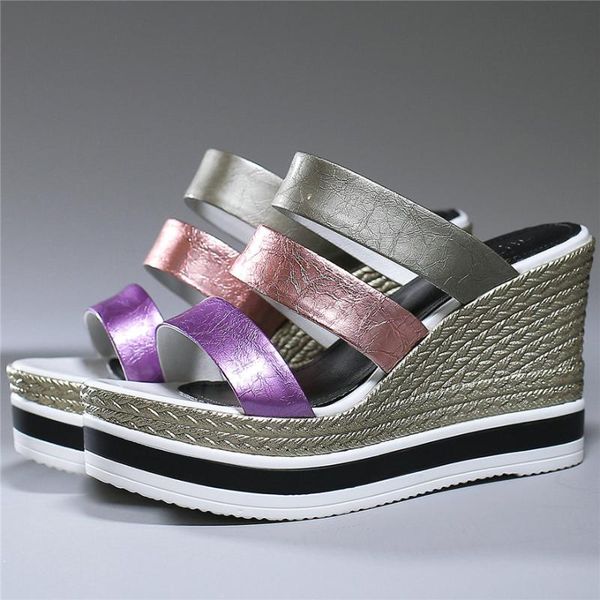 

punk creepers women ankle straps genuine leather wedges high heel gladiator roman sandals female open toe platform pumps shoes, Black