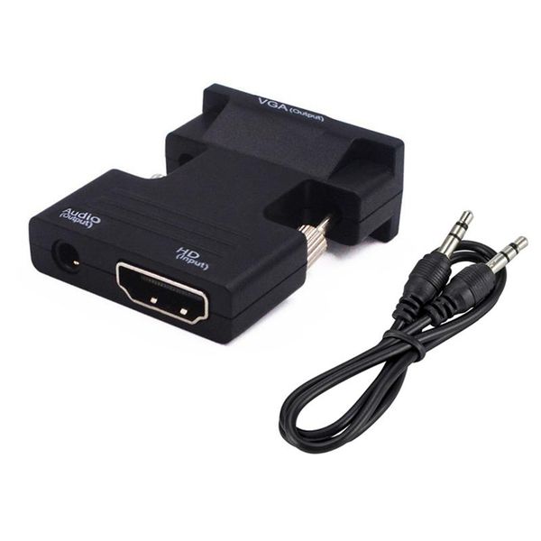 

audio cables & connectors -compatible female to vga male converter 3.5mm cable adapter 1080p fhd video output for pc laptv monitor p