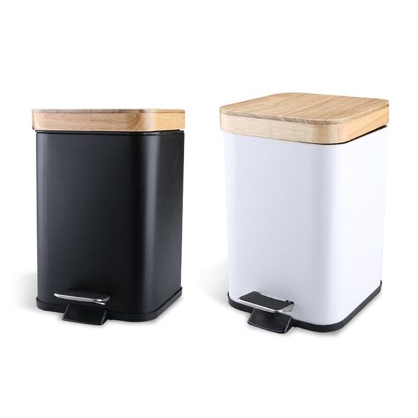 

waste bins double layer step trash can garbage rubbish bin with bamboo lid container organizer bathroom kitchen office decoration
