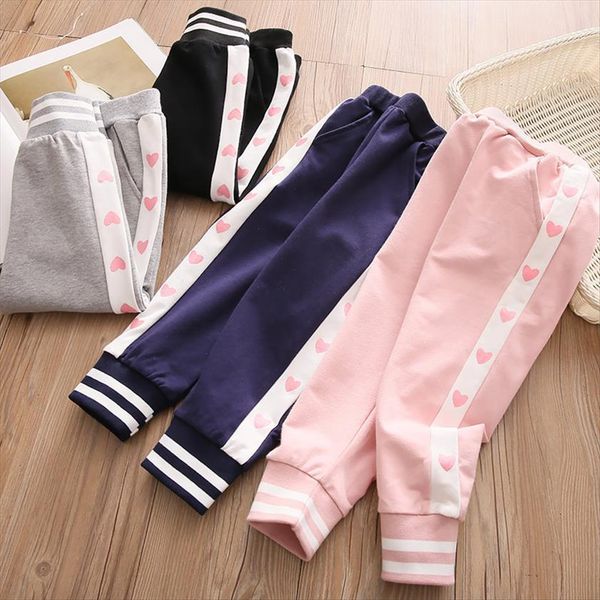 

autumn spring 2 3 4 6 10 years childrens clothing striped colorful patchwork sports pants trousers for kids baby girls, Blue