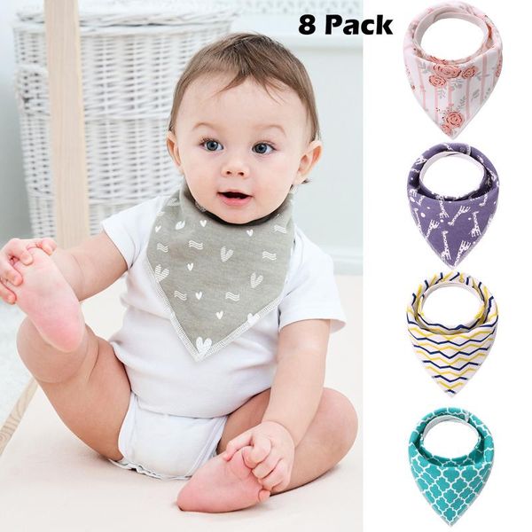 

bibs & burp cloths 8pc baby bandana for drooling and teething feeding absorbent bib cotton towel born accessories gift l*