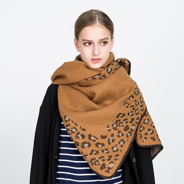 

winter fashion warm scarf for women solid color leopard cashmere large shawl travel scarves girl wrap christmas gift her bandanas, Blue;gray
