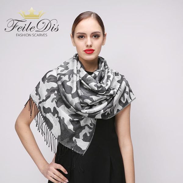 

scarves [feiledis]stylish warm blanket scarf woman gorgeous wrap long tassel plaid thick brand shawls and for women fd278, Blue;gray